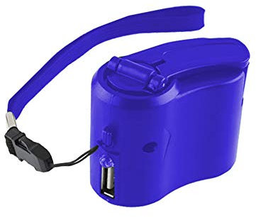 Chargeur de générateur à manivelle pour téléphone portable extérieur avec prise USB, chargeur de téléphone portable d'urgence manuel à dynamo (bleu)