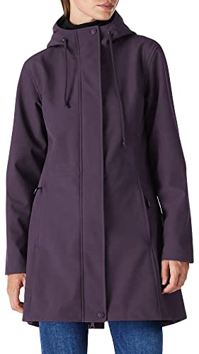 Outdoor Ventures Veste de pluie longue softshell avec capuche pour femme - Veste de mi-saison doublée - Veste fonctionnelle imperméable coupe-vent - Veste de randonnée respirante, Pourpre L