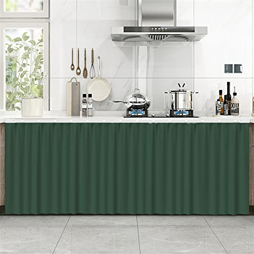LIVEINU Schrankvorhänge für Küche, Kleiderschrank, Badezimmer, Staubdichter Vorhang für Regale, Wandpaneele, hängende Tür, Japanische Noren Selbstklebend 80x70cm Dunkelgrün