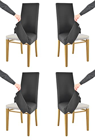 Tommychairs - 4er Set gepolsterte Stühle JAZZ mit herausnehmbarem Bezug Struktur aus lackiertem Buchenholz Farbe Eiche, gepolstert und mit herausnehmbarem Bezug aus Stoff Farbe Schwarz bezogen