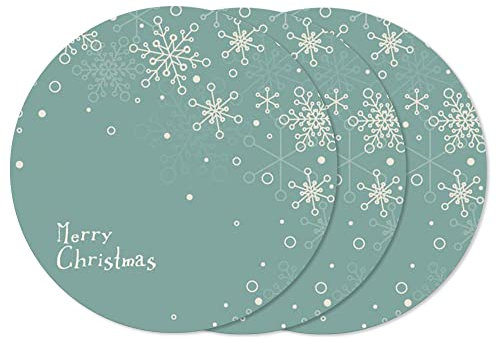 Lupia - Sottotutto Decorato Verde in Legno Rotondo sotto Bicchiere, Piatto, pentola Natale Christmas E Merry Christamas 10 cm Set 3 pz