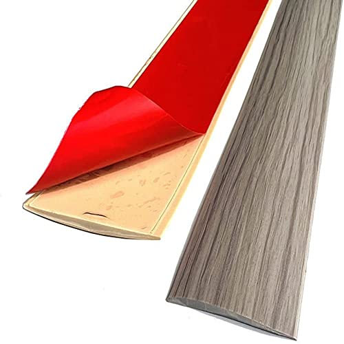 1M Bande de Seuil Barre de Seuil Auto-adhésive PVC Barres de Transition de Seuil Bande de Transition Sol pour Les Espaces Entre les Carreaux, les Sols en Bois, 4cm Grain de Bois Gris