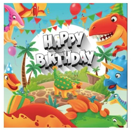 1 Premium Geburtstagskarte für Kinder 14,8x14,8cm - lustige Klappkarte mit Umschlag - happy birthday Karte mit Dinosaurier Grußkarte Kindergeburtstagskarte zum gratulieren