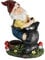Relaxdays Gartenzwerg mit Laterne, wetterfest, frostsicher, HxBxT: 15x7,5x10,5 cm, Gartenfigur Wichtel, Kunststein, bunt
