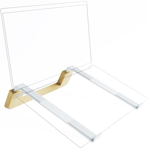KD Essentials – laptop stand & notebook riser, plastic-free, made of white metal and bamboo – stand improves ergonomic comfort and PC cooling, suitable for all tablets/laptops with 10” to 16” screens