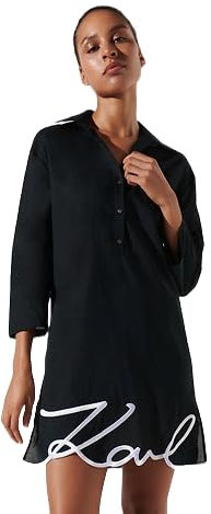 KARL LAGERFELD Karl DNA Signature Robe de Plage, Noir, S Femme