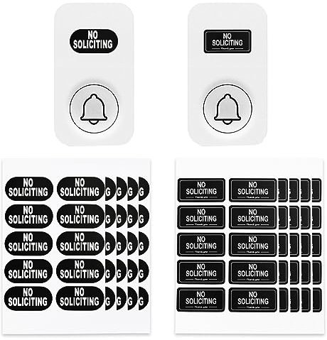 100pcs No Soliciting Sticker, Waterproof and Weatherproof No Soliciting Sticker No Soliciting Sign Small for Video Doorbell Front Door Wall Window (Black/White)
