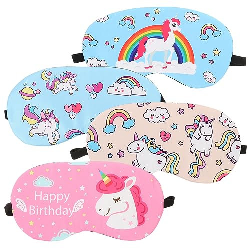 Lurrose 4 Pièces Cache-oeil Licorne Patch Yeux Ombre à Paupières Endormie Dormir Les Yeux Bandés Bandeau Souple Couvertures De Des Yeux En Tissu Doux Pour La Peau Masque