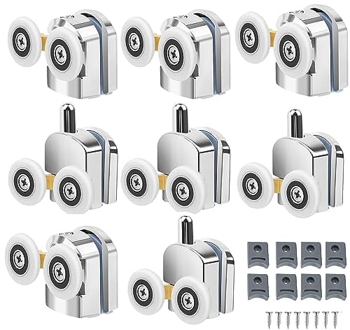 Cokritsm Ruote Per Porte Doccia Scorrevoli 25mm, Rotelle per Box Doccia Universali Scorrevole, 8 set Rulli per Porta Docciai per Vetro doccia 4-6mm