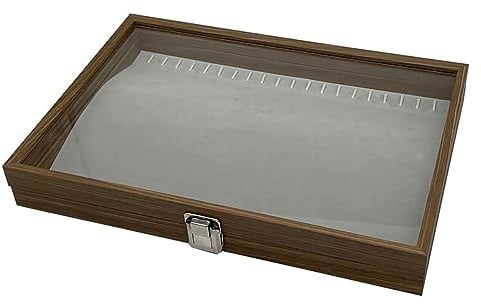 Holz Schmuckkasten Ketten Halsketten Armbänder Fußketten Schmucklade Schmuckkoffer Schmuckbox Kettenlade Aufbewahrungsbox Deckel aus Echtglas