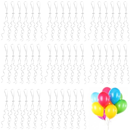 KGDUYC 50pcs Guirlande de Ballons - Hélium avec Ficelle - pour la Fabrication de Ballons, Guirlande de Ballons Blancs, Fermeture de Ballons, Ficelle de Ballons pour Mariage, Anniversaire et fête