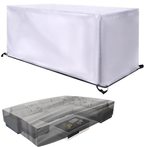 Guying Art Abdeckung Gartenbank für Bänke 4-Sitzer, Robuste Gartensofa-Schutzhülle wasserdicht und wetterfest aus Oxford 600D abdeckplane 110x110x85cm Silber