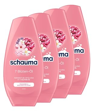 Schauma Schwarzkopf Reparatur-Spülung 7 Blüten-Öl (4x 250 ml), Haarspülung für trockenes und erschöpftes Haar, Pflegespülung verleiht strahlenden Glanz ohne zu beschweren