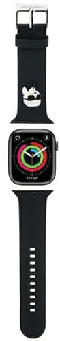 KARL LAGERFELD KLAWLSLKNK - Correa de reloj para Apple Watch 42/44/45 mm, correa de silicona 3D, color negro, Silicona