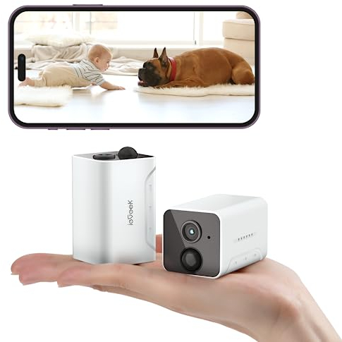 ieGeek 2Pcs 1080P HD Überwachungskamera Innen Akku,Überwachungskamera Innen WLAN 2.4GHz, WLAN Ip Kamera mit Nachtsicht, PIR Bewegungserkennung, Zwei-Wege-Audio,Speicher Karte