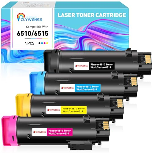 Clywenss 6510 6515 Toner Kompatible für Xerox 6510 6515 XL Toner für Phaser 6510 6510dn 6510n 6510dni 6510dnm Workcentre 6515 6515dn 6515n 6515dni 6515dnm Druker, 4er-Pack (Schwarz Cyan Magenta Gelb)