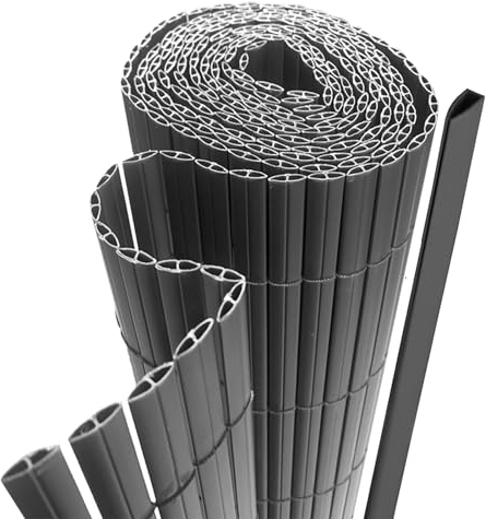 interGo PVC Sichtschutzmatte Sichtschutzzaun Privatsphäre Wetterfest für Garten, Balkon und Terrasse, mit Strukturierte Oberfläche, mit Kabelbindern