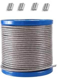 Generico Fune Cavo Acciaio, 20m Cavo Inossidabile Rivestito PVC, Diametro 1 mm, Cavo Metallico 304 in Acciaio Inox