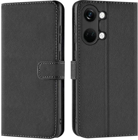 Verco Handyhülle für OnePlus Nord 3 Hülle, Bookcase Tasche Flipcover für OnePlus Nord 3 5G Case [Kartenfächer/Aufstellfunktion], Schwarz