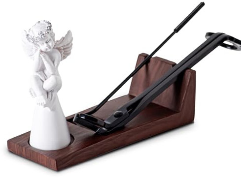 dgudgu Kerzenpflegeset, Engel-Kerzenlöscher, Kerzendochtschneider, Kerzendochtlöffel, Ablageschale, schwarzer Edelstahl-Kerzendochtschneider, Trimmer und Kerzendochtlöffel, Apagador de Velas