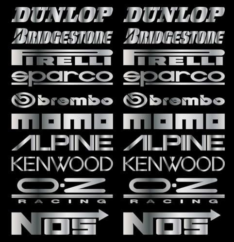 Adesivi Auto Kit Sponsor Tecnici Tuning Universali Grigio Metallizzato Tutte Le Auto compatibile