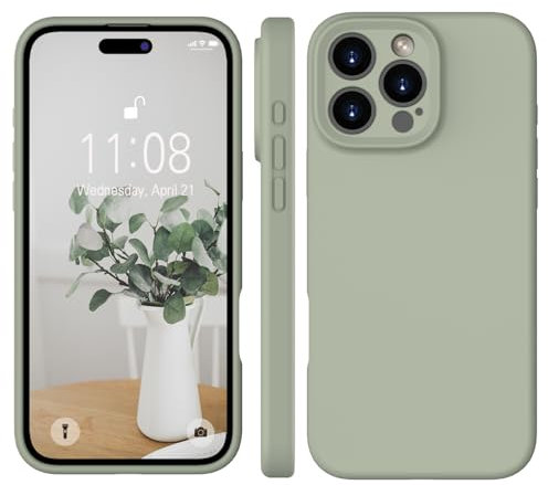 WXX für iPhone 16 Pro Hülle Silikon Case, Handyhülle für iPhone 16 Pro Ultra Dünn mit Microfiber, Flüssig Silikon Gel Gummi Kratzfeste Schutzhülle Matt Hülle für iPhone 16 Pro 6.3'' Kupfer Grün