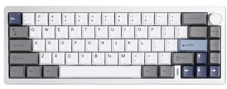 YUNZII AL68 Wireless Mechanical Tastaturen 60%, QMK/VIA Aluminum Tastatur,Hot Swappable Custom Keyboard with Knob, Gasket Structure,RGB Backlit Gaming Keyboard (Silver, Cocoa Cream v2)