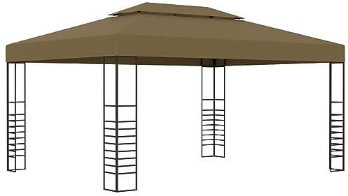 Brokky Gazebo 3x4 m Grigio Talpa 180 g/m²-Gazebo Pergola Con Telo Impermeabile Richiudibile E Struttura Rettangolare In Acciaio Inossidabile Ad Alta Densità,Per Arredo Giardino,Terrazzo e Attività Com