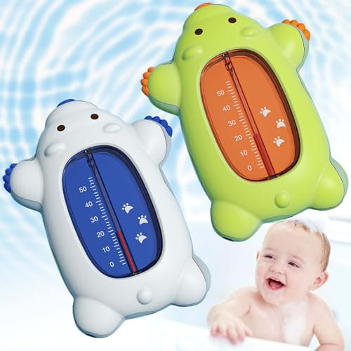 2 Stück Badethermometer Baby, Quecksilberfrei Baby-Thermometer für die Badewanne, Eisbär Badethermometer für Kinder & Baby zum Messen der Wassertemperatur Und Spielen in der Badewann(Weiß+grün)