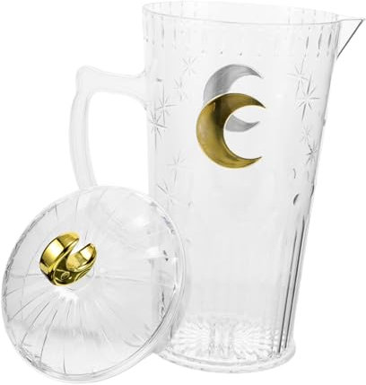 Cabilock Wasserkaraffe Mit Mondmuster Deckel Saftbehälter Durchsichtiger Pet- Für Wasser Eistee Saft Getränke Cold Brew Und Mimosa Bar Für Partys Restaurantgebrauch Zuhause Und Büro