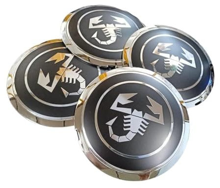 FUWUDI 4 Stück Nabendeckel für Abarth 500 595 695 133mm, Radnabenkappen, Felgendeckel, Wheel Caps für Auto Ersetzen Nabendeckel, ABS Auto Zubehör Radnaben