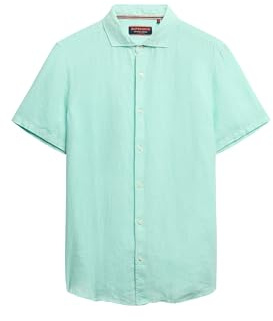 Superdry Herren Vacation Hemd mit kurzen Ärmeln aus Leinen Mintgrün XXL