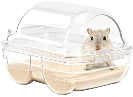POHOVE Bain de sable pour hamster, salle de bain, toilettes pour hamster, grand récipient de bain de sable pour hamster nain syrien, gerbille, rat, tamia. (L, 17,5 x 11 x 10,5 cm).