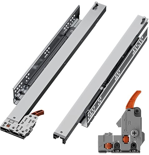 Decoranddecor Undermount Drawer Runners 550mm Full Extension Soft Close Steel Cabinet Hardware - 35 kg Capacity Drawer Slides - Min 563mm Internal Cabinet Depth