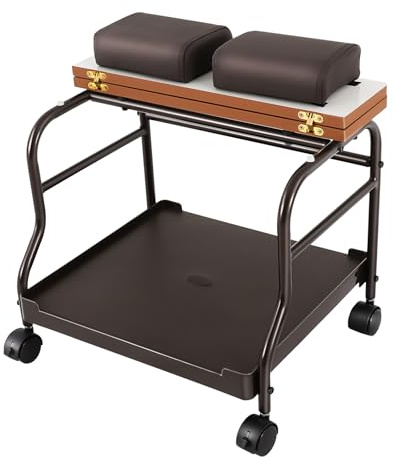 Salon Trolley Swivel, 2-Stufige Aufbewahrungswagen für Maniküre und Pediküre Werkzeuge, Trolley-Wagen für Fußbäder, Pediküre, Salon-Zubehör, bis zu 18kg (Kaffee)