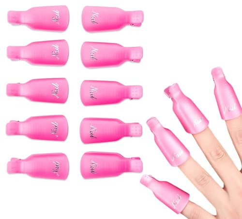 YAZWUR 10 Pezzi Clip Unghie per Rimozione Smalto Semipermanente, Rimuovi Semipermanente Unghie, Acetone per Smalto Semipermanente, Clip di Rimuovere Cap Gel per Strumento di Remover