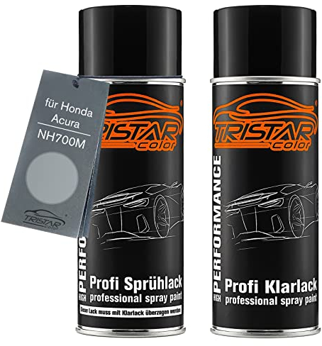 TRISTARcolor Autolack Spraydosen Set für Honda/Acura NH700M Alabaster Silver Metallic/Satin Silver Metallic Basislack Klarlack Sprühdose 400ml