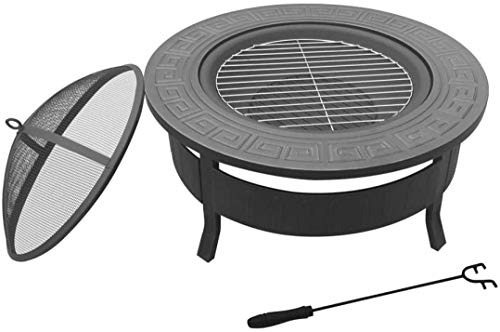 garden mile Jardín Hoguera Moderno Patio POZO DE FUEGO Calefactor Estufa leña estufa POZO DE FUEGO Redondo Brasero Cuenco TRONCO MADERA CARBÓN Quemador Mesa Grande Negro Jardín POZO DE FUEGO GB