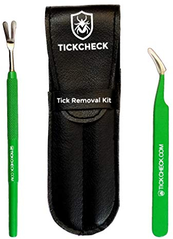 TickCheck Zeckenentferner Kit (tick - Entferner Stahl INOX Pinzette, Ledertasche und Ausweisfach Ticks) Packung mit 1