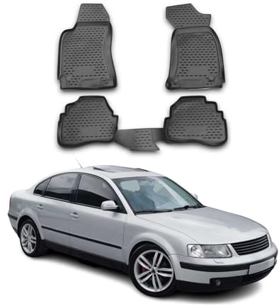 OMAC Gummimatten Fußmatten kompatibel mit VW Passat 1996-2005 TPE Automatten Schwarz 4X