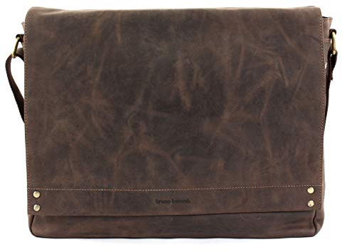 bruno banani Herren Leder Tasche Schultertasche Umhängetasche Laptop-Tasche Aktentasche Braun 7200