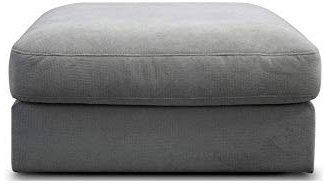 CAVADORE Hocker Fiona/ XXL-Fußbank, Polsterbank im modernen Design / 97 x 48 x 97 / Webstoff silbergrau