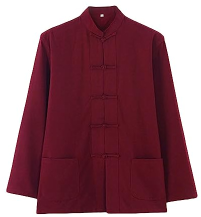 G-like Chemise Chinoise Homme - Arts Martiaux Traditionnels Kung Fu Tai Chi Wushu Classique Tangzhuang Style Manches Longues Veste Entraînement Uniforme Printemps Automne Loisirs Vêtements, rouge, XXL
