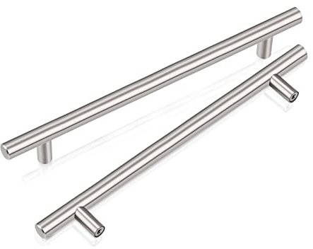 PinLin 10 Pack Kitchen Door Handles 160mm Hole Centre Brushed Nickel Cabinet Handles Stainless Steel Cupboard T Bar Handle (Screws Included)