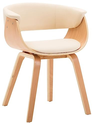 vidaXL Esszimmerstuhl, Essstuhl mit Rückenlehne, Küchenstuhl mit Holzrahmen, Stuhl für Esszimmer Küche, Wohnzimmerstuhl, Creme Bugholz Kunstleder