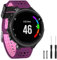 GVangel Bracelet de rechange en silicone souple compatible avec montre connectée Garmin Forerunner 220/230/235/620/630/735XT/235 Lite Unisexe, Violet/rose