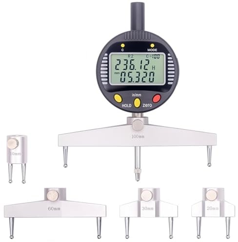 GLTL Multi-functions digital radius gauge digital radius indicator Measurement Tool with 10/20/30/60/100mm changeable measuring jaw（Measured diameter range is: 0.2 - 27.5/5mm-700mm）