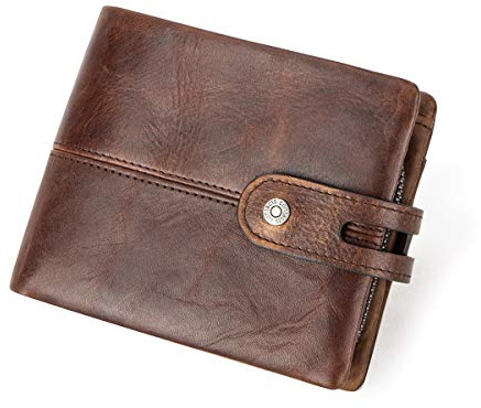 Contacts Herren Echtleder ID-Kartenhalter Reißverschluss Münzkupplung Geldbörse Bifold Brieftasche Kaffee