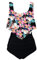 Aidotop Maillots de Bain Femmes 2 Pieces à Volants Vintage Taille Haute Plage Floral Slim Bikini Set (3Black Flower, XXL)