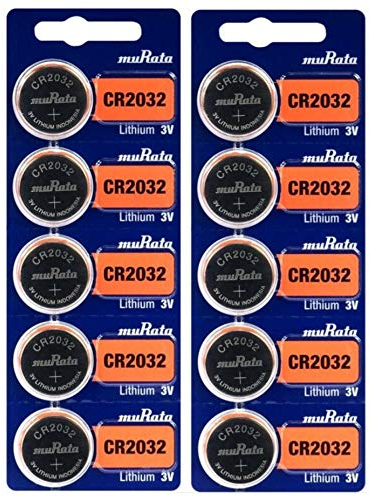 Batteria CR2032 3 V al litio Confezione da 10 batterie CR2032 batterie a bottone piatte Murata CR 2032 3 Volt ideale batteria orologio, telecomando, auto, bios, capacità 220 mAh, batteria 2032 con